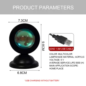 Mini USB Sunset Lamp Led Projector Night Light 16 Colors Switch Rainbow Atmosphere Home Bedroom Background Wall Decoration Gift - Image 2